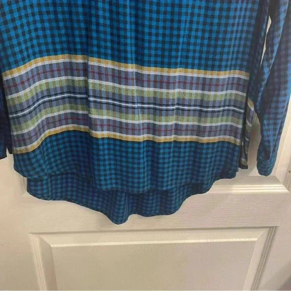 Hi-Low Multi Colored Long Sleeve Plaid Top by Westbound - Picture 2 of 7